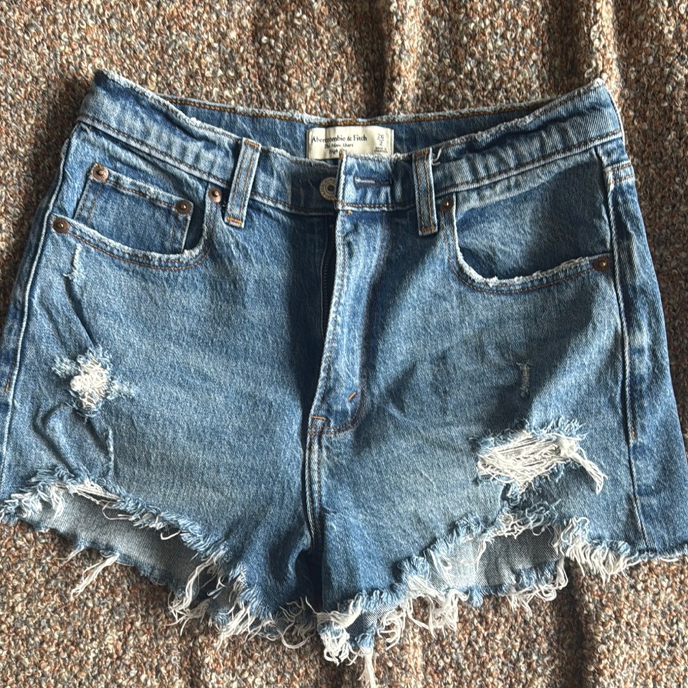 Abercrombie & Fitch Distressed Blue Jean Shorts